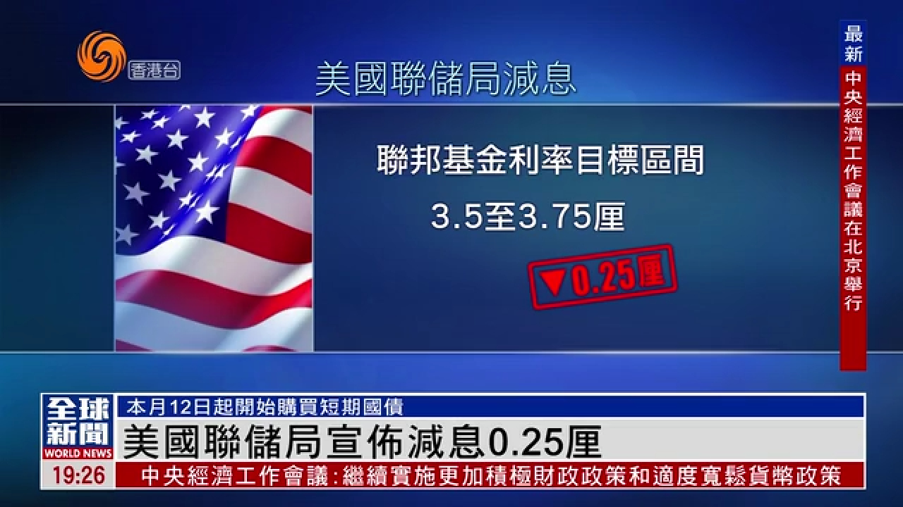 粵語報道｜美國聯儲局宣佈減息0.25厘- 鳳凰秀- 影響有影響力的人